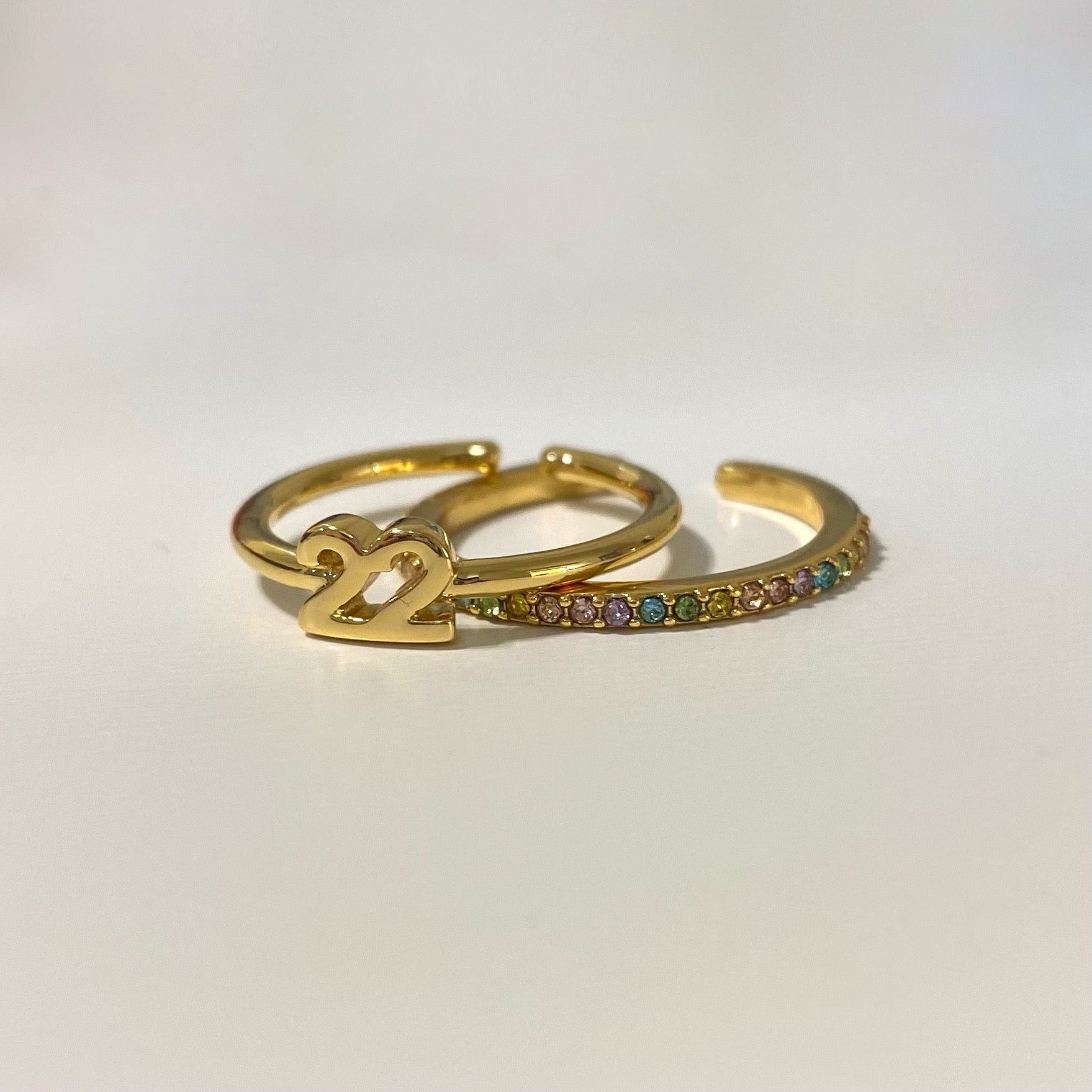 22 + Rainbow Rhinestone Ring