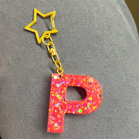 Neon Pink "P" With Star Chain