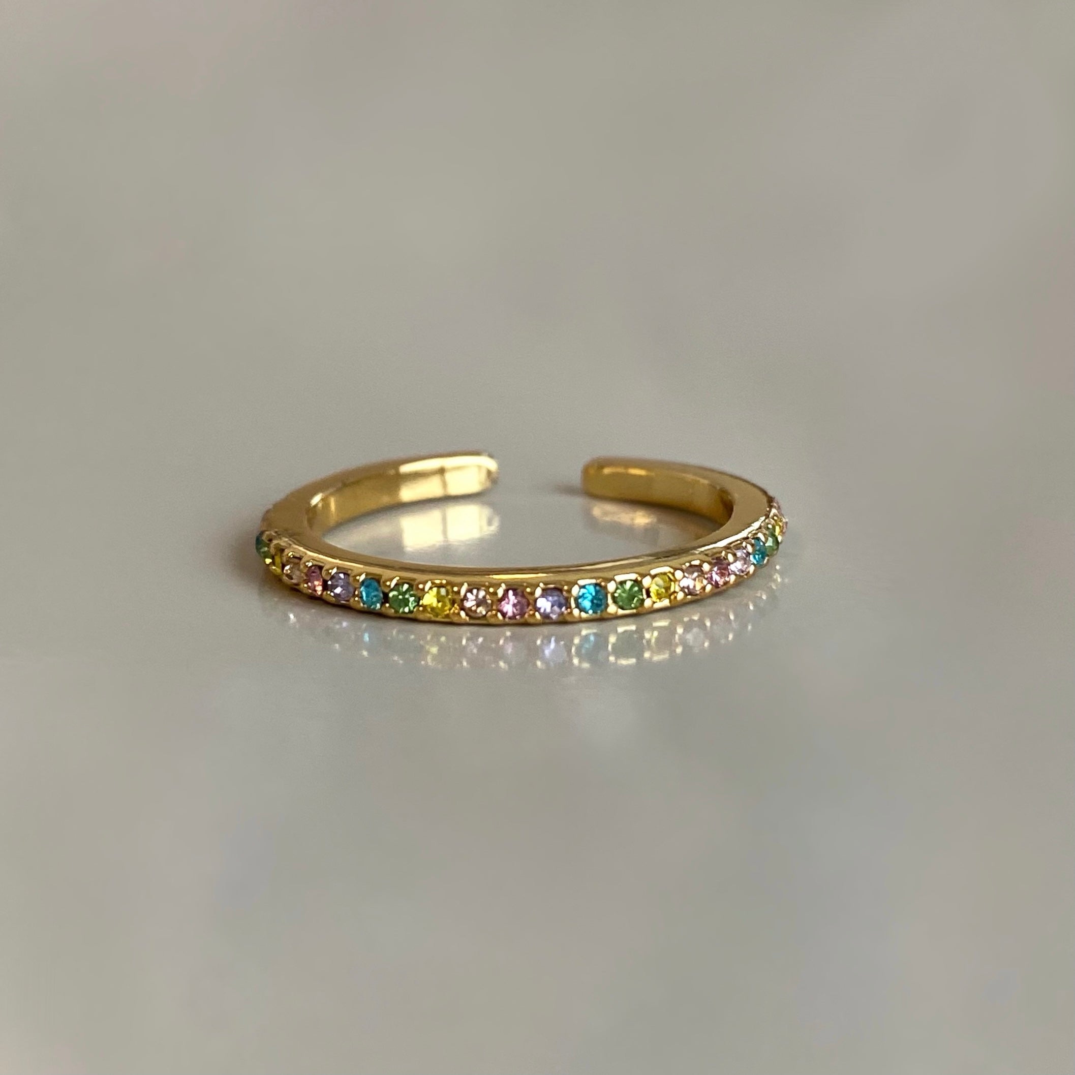 13 + Rainbow Rhinestone Ring