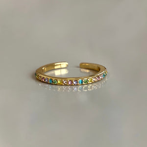 22 + Rainbow Rhinestone Ring