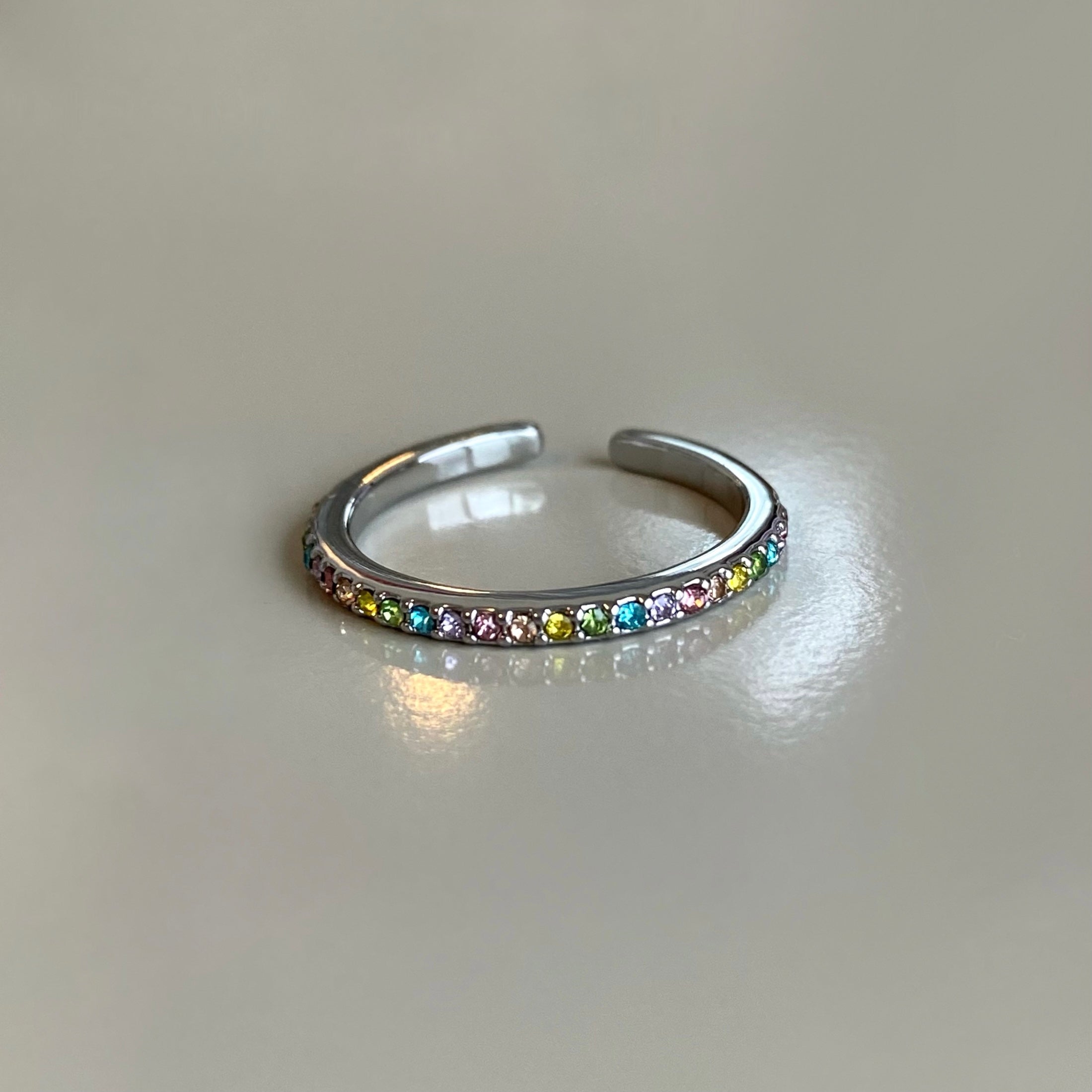 13 + Rainbow Rhinestone Ring