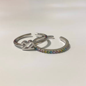 22 + Rainbow Rhinestone Ring